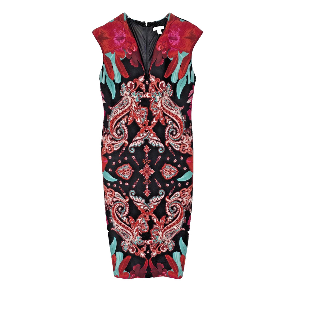 New York & Company Strech Sheath Dress Paisley and Floral Print